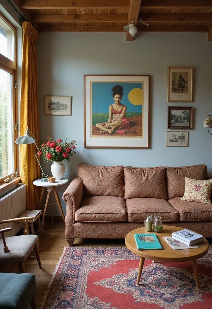 27 Modern Pop Art Living Room Ideas That Feel Bold and Expressive - 25. Vintage Finds and Thrifted Items