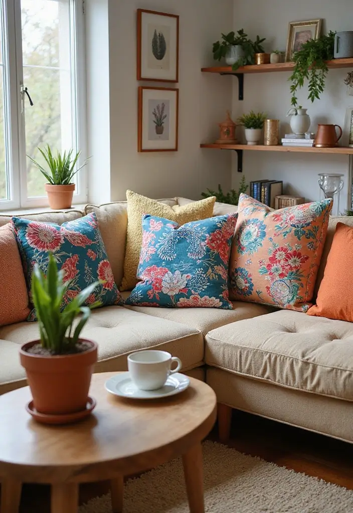 27 Modern Pop Art Living Room Ideas That Feel Bold and Expressive - 4. Vibrant Throw Pillows