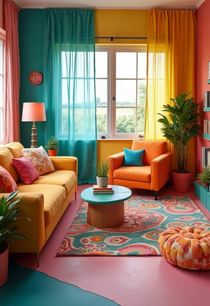 27 Modern Pop Art Living Room Ideas That Feel Bold and Expressive - 8. Playful Color Schemes