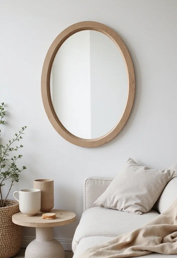 27 Oval Mirror Living Room Ideas That Add Elegance and Depth - 23. Scandinavian Simplicity