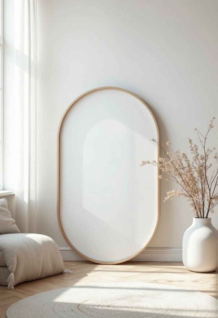 27 Oval Mirror Living Room Ideas That Add Elegance and Depth - 9. Minimalism with Simple Frames