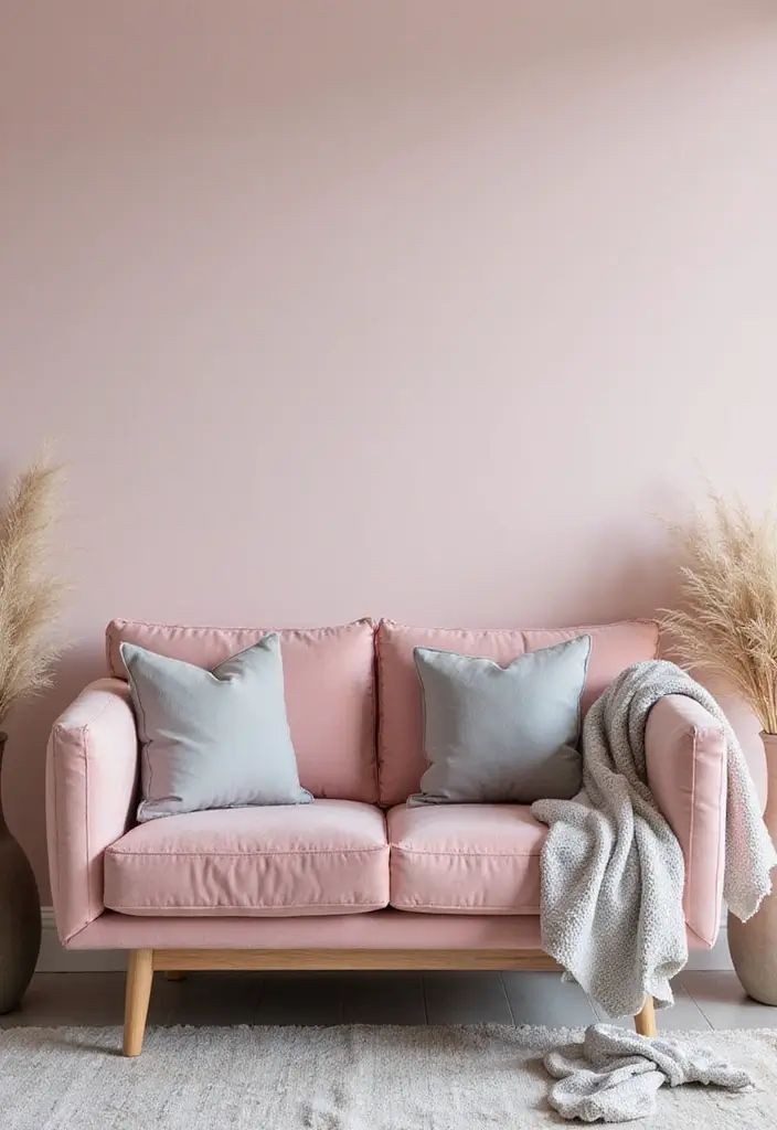27 Pink Grey Living Room Ideas That Feel Balanced and Soft - 1. Pastel Bliss: The Perfect Sofas