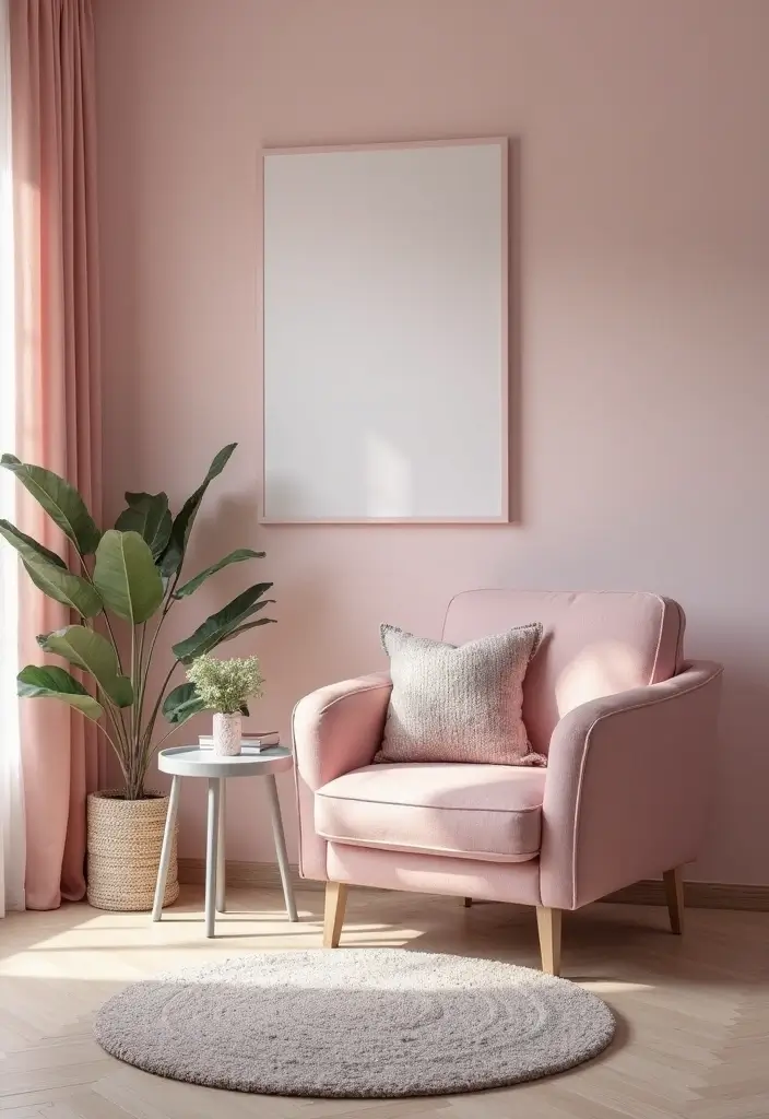 27 Pink Grey Living Room Ideas That Feel Balanced and Soft - 11. Cozy Reading Nook