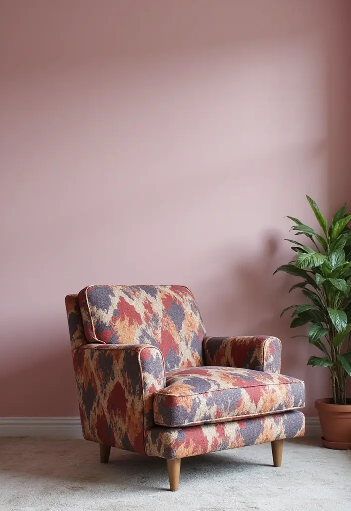 27 Pink Grey Living Room Ideas That Feel Balanced and Soft - 12. Statement Accent Chair