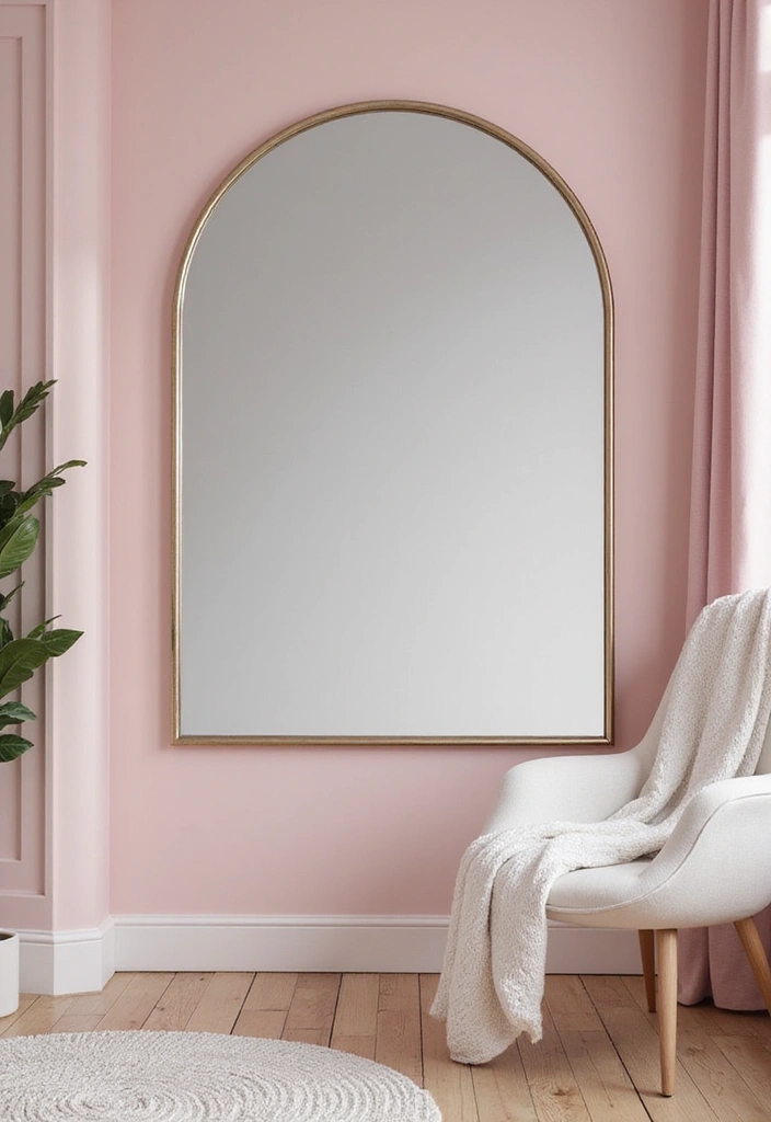 27 Pink Grey Living Room Ideas That Feel Balanced and Soft - 26. The Power of Mirrors
