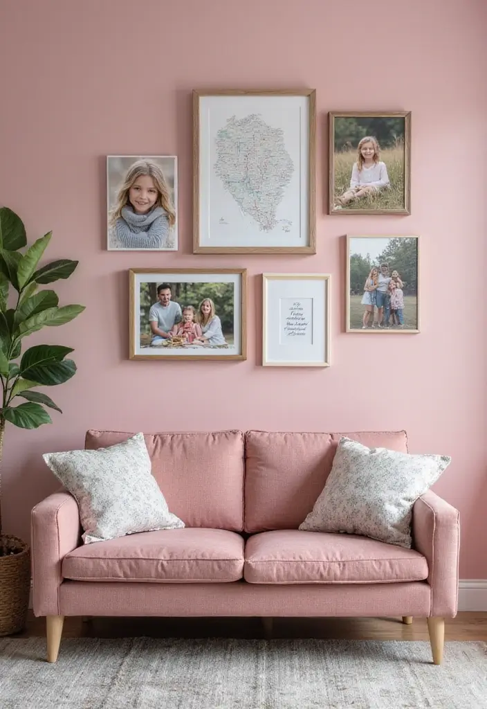 27 Pink Grey Living Room Ideas That Feel Balanced and Soft - 27. Final Touches with Personal Decor