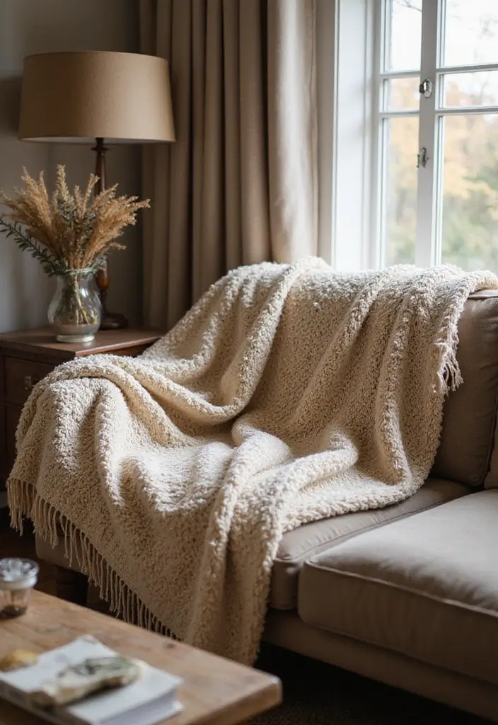 27 Pink Grey Living Room Ideas That Feel Balanced and Soft - 8. Textured Throws for Comfort