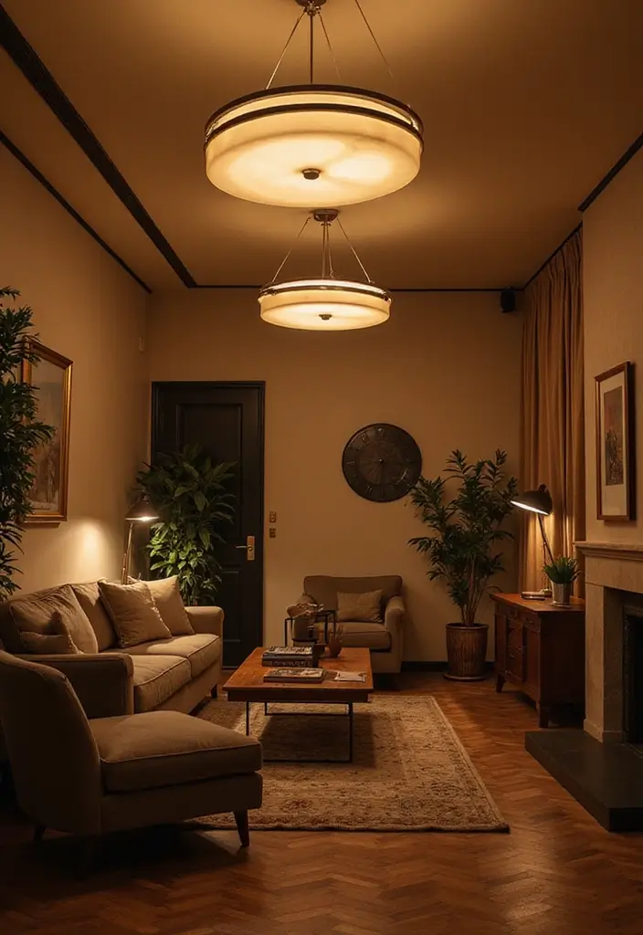 27 Round Living Room Ideas That Feel Unique and Creative - 10. Circular Lighting Fixtures