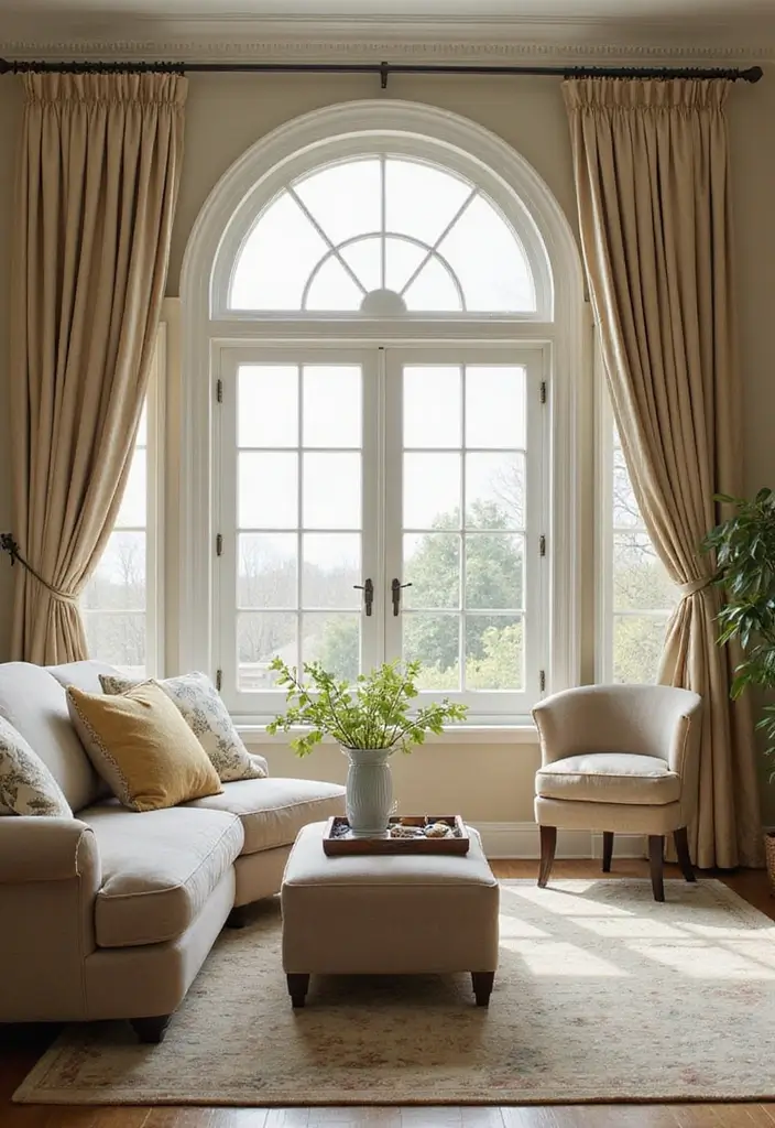 27 Round Living Room Ideas That Feel Unique and Creative - 15. Round Window Treatments