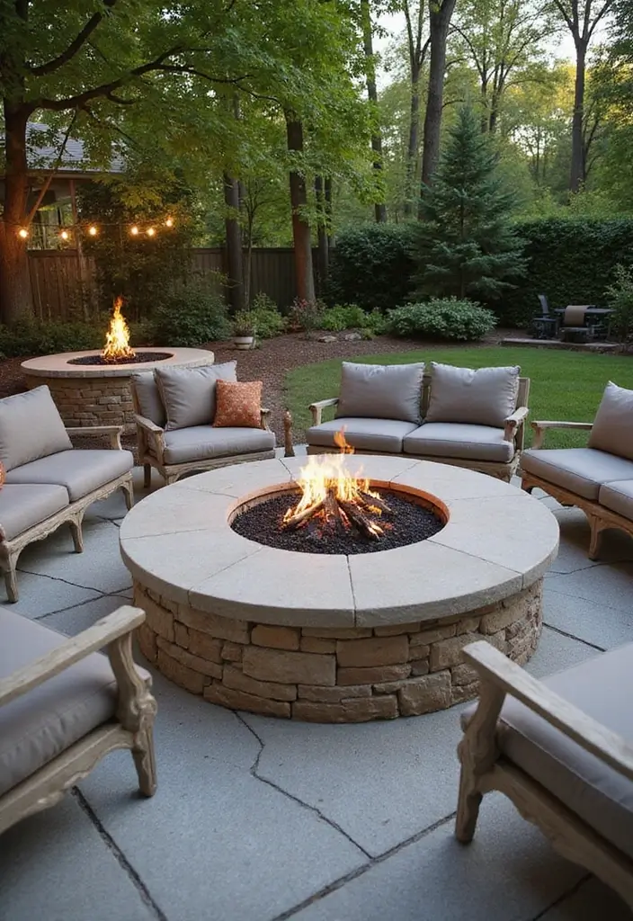 27 Round Living Room Ideas That Feel Unique and Creative - 21. Round Fire Pits for Outdoor Living Rooms