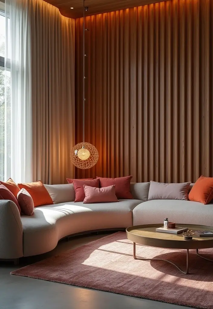 27 Round Living Room Ideas That Feel Unique and Creative - 3. Curved Sectionals