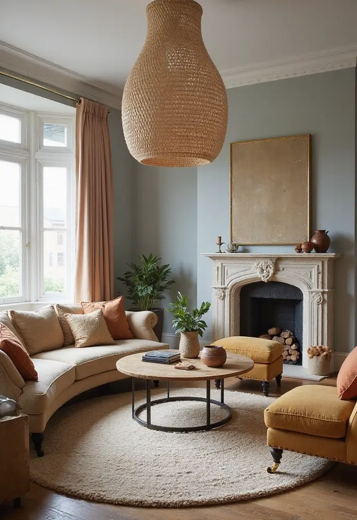 27 Round Living Room Ideas That Feel Unique and Creative - 9. Layering Textures in Round Spaces