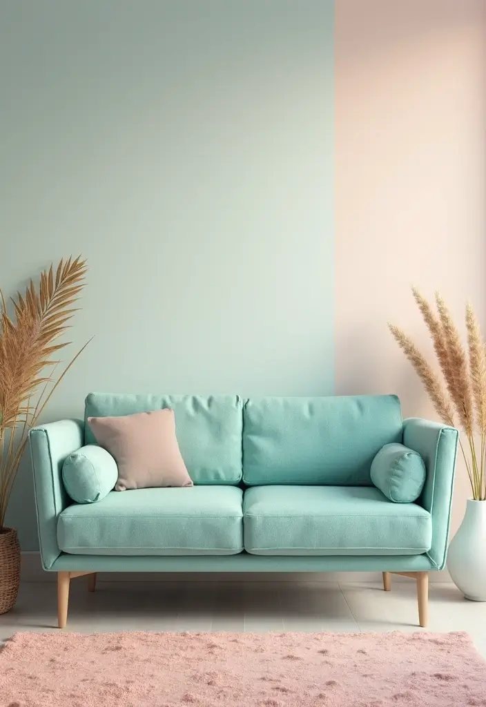 27 Turquoise Sofa Living Room Ideas That Add a Pop of Color - 27. Dreamy Pastels