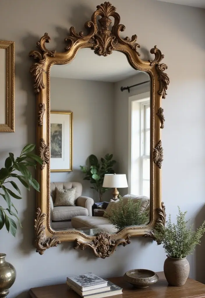 27 Vintage Living Room Ideas That Feel Classic and Nostalgic - 10. Vintage Mirrors