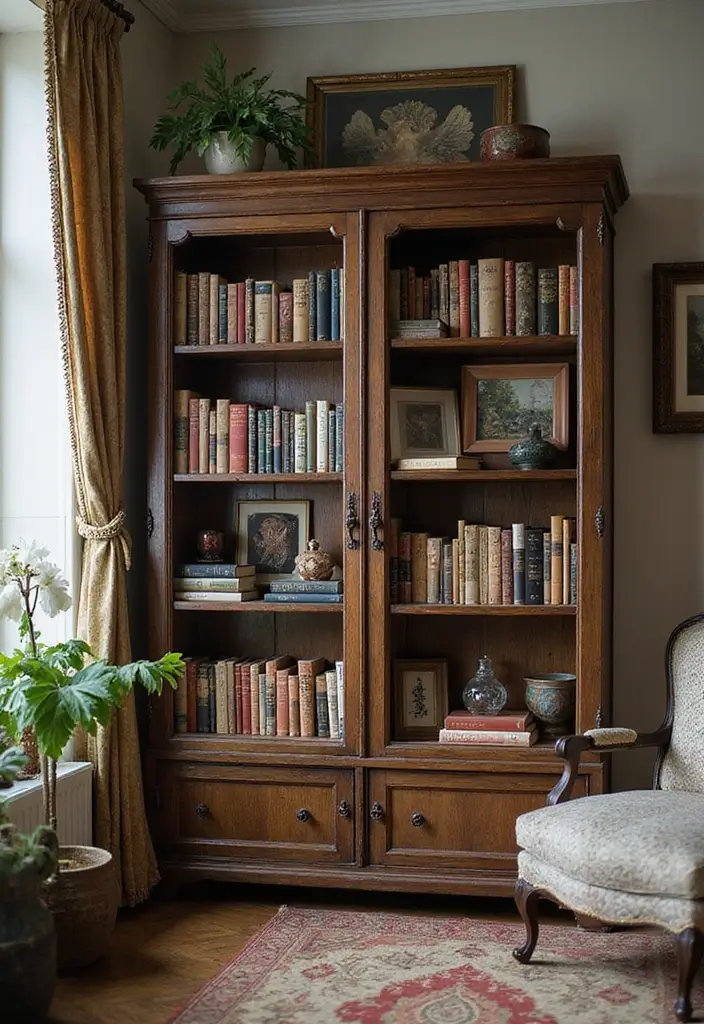 27 Vintage Living Room Ideas That Feel Classic and Nostalgic - 14. Vintage Bookshelves