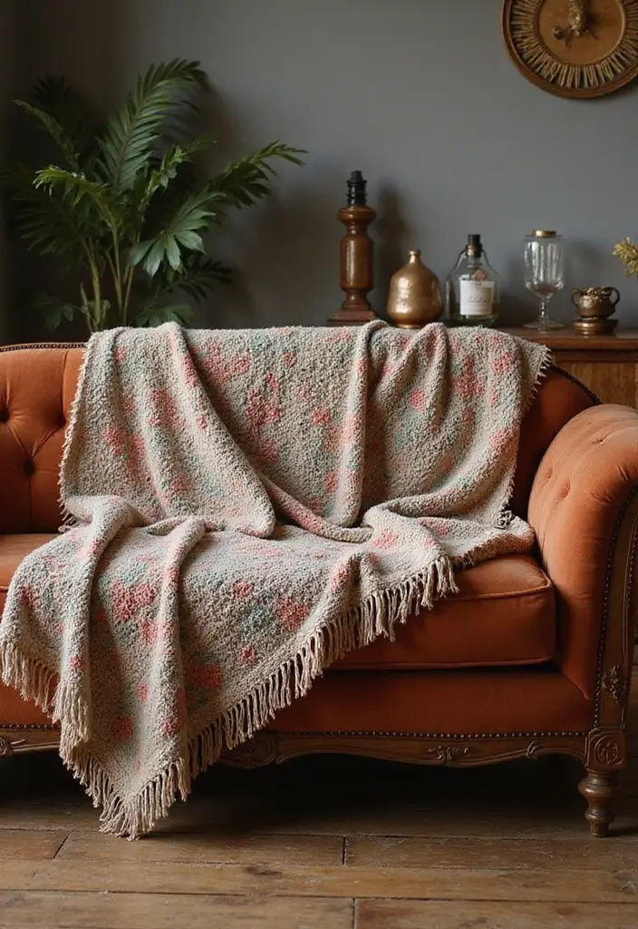27 Vintage Living Room Ideas That Feel Classic and Nostalgic - 17. Retro Throw Blankets