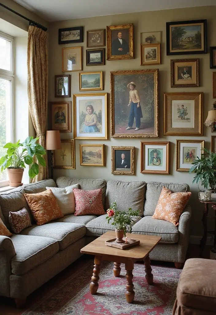 27 Vintage Living Room Ideas That Feel Classic and Nostalgic - 18. Vintage Artwork