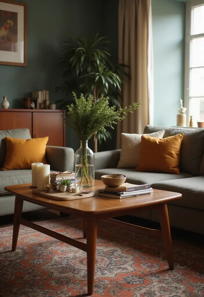 27 Vintage Living Room Ideas That Feel Classic and Nostalgic - 19. Retro Coffee Tables