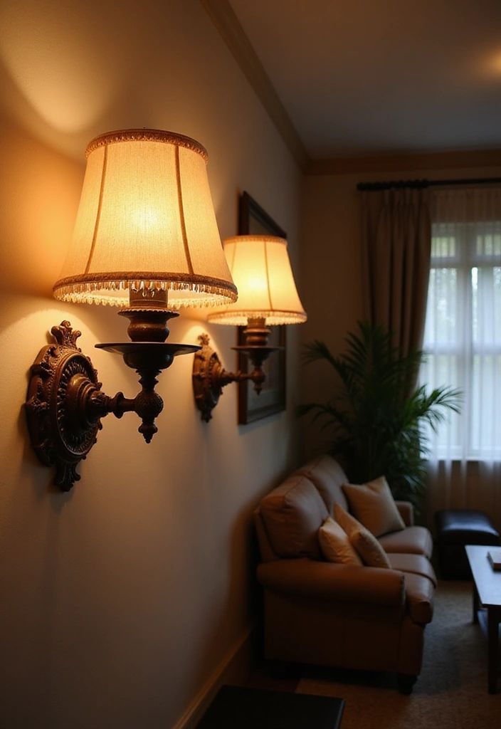 27 Vintage Living Room Ideas That Feel Classic and Nostalgic - 22. Vintage Wall Sconces