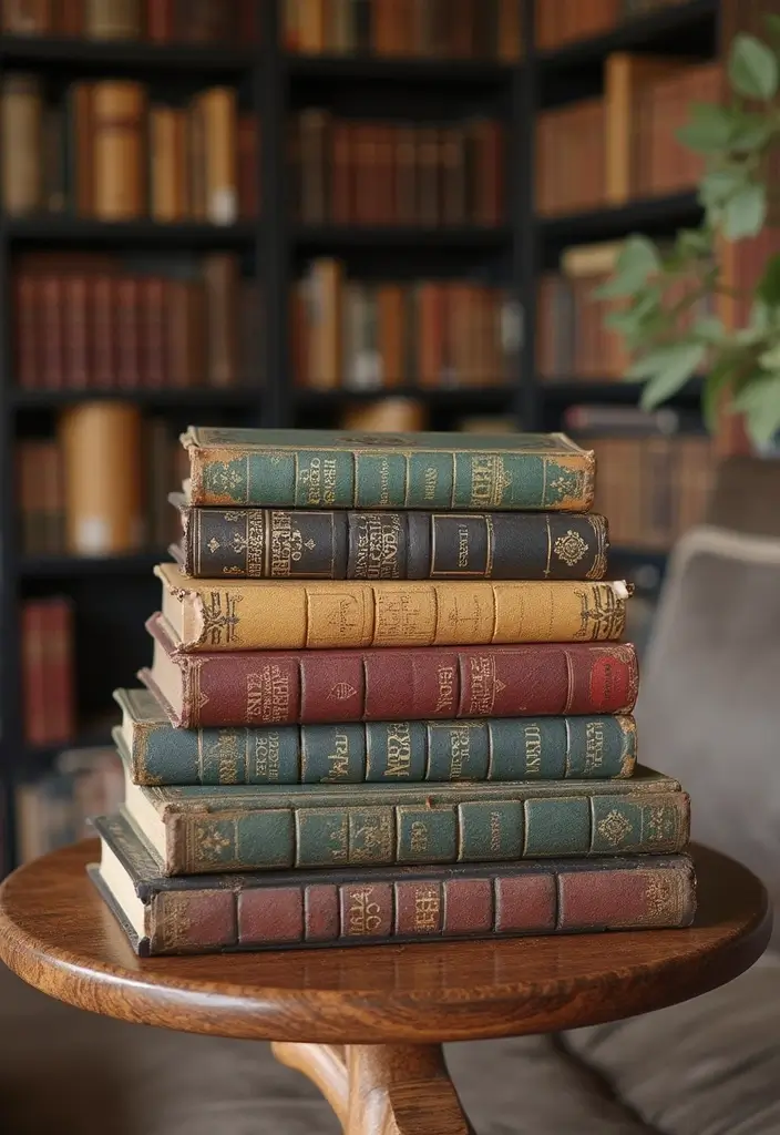 27 Vintage Living Room Ideas That Feel Classic and Nostalgic - 25. Vintage Themed Books