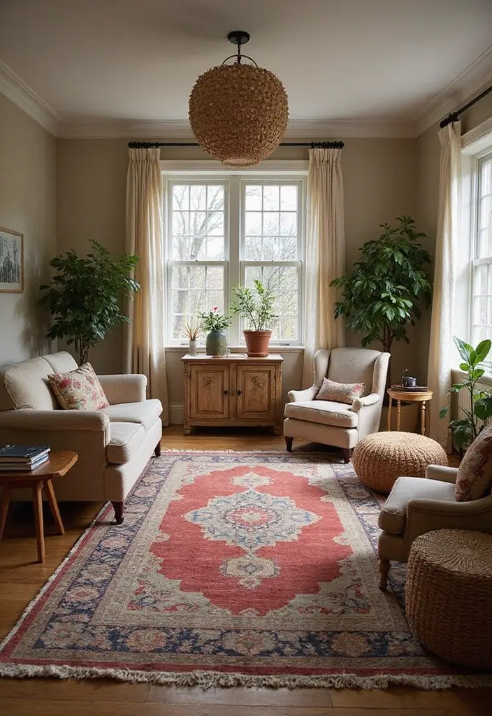27 Vintage Living Room Ideas That Feel Classic and Nostalgic - 7. Vintage Rugs