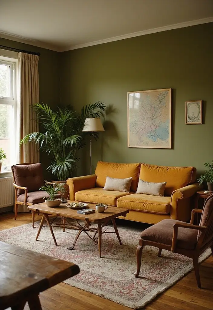 27 Vintage Living Room Ideas That Feel Classic and Nostalgic - 9. Nostalgic Wall Colors