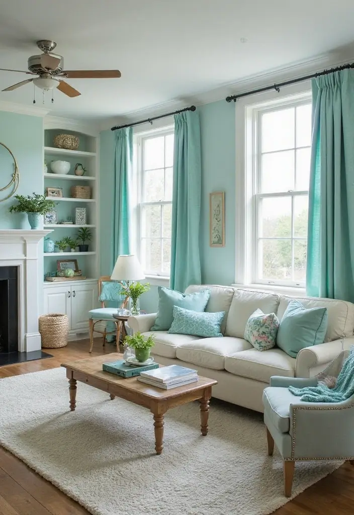 28 Blue Green Living Room Ideas That Feel Calm and Refreshing - 1. Ocean-Inspired Color Palette