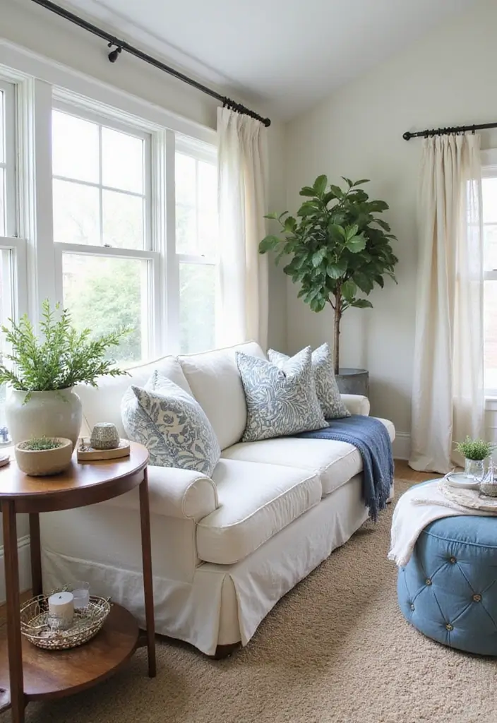 28 Blue Green Living Room Ideas That Feel Calm and Refreshing - 27. Seasonal Refreshes