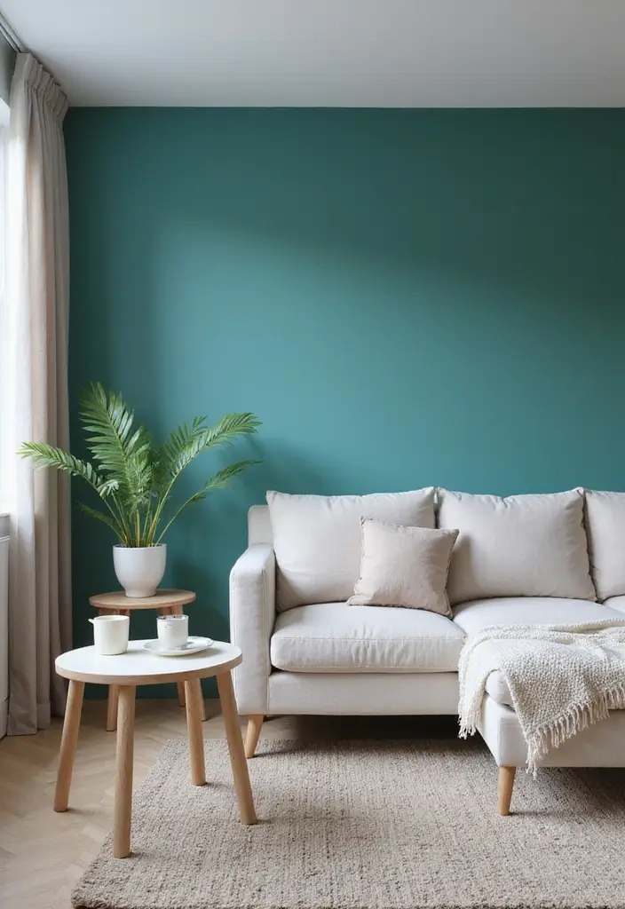 28 Blue Green Living Room Ideas That Feel Calm and Refreshing - 5. Accent Walls