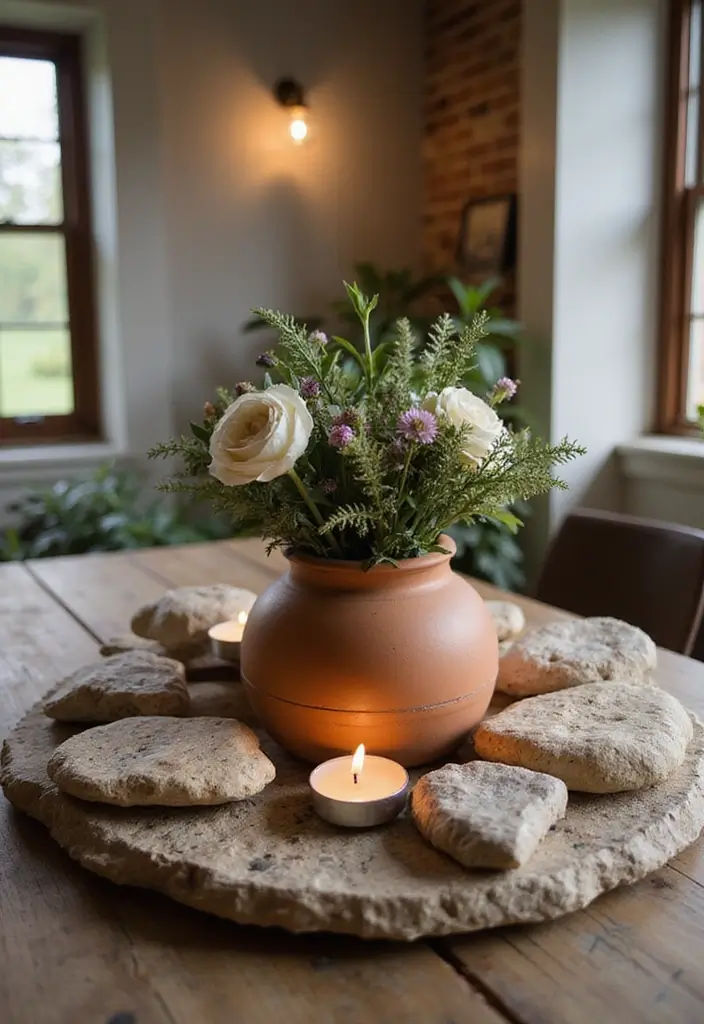 28 Earthy Boho Living Room Ideas That Feel Warm and Grounded - 14. Earthy Centerpieces