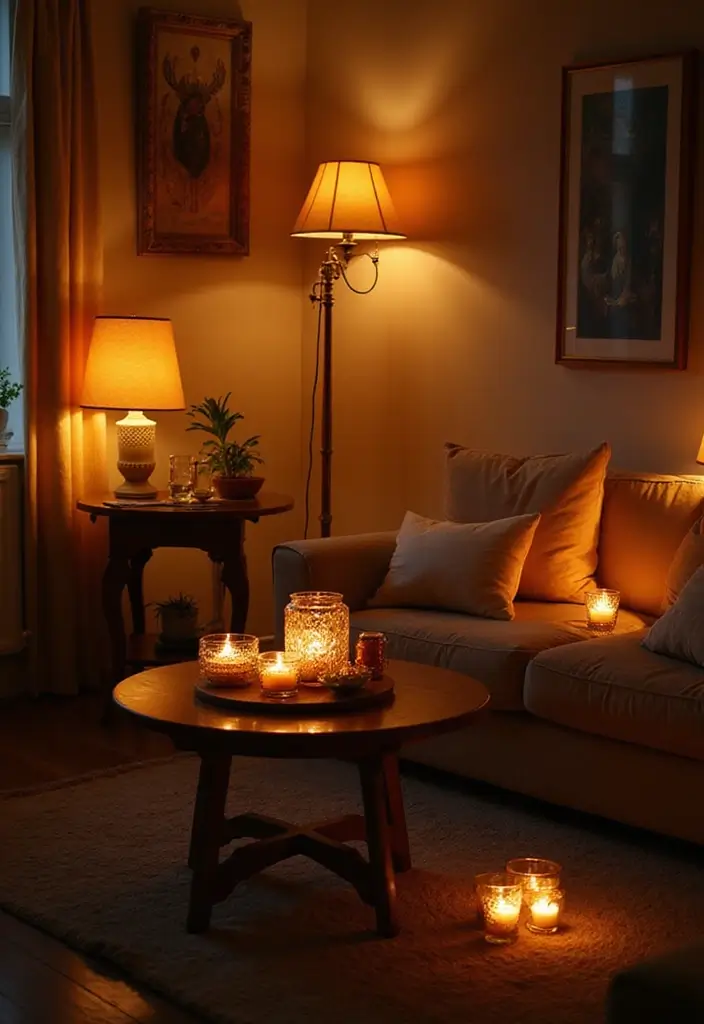 28 Earthy Boho Living Room Ideas That Feel Warm and Grounded - 17. Warm Lighting Options