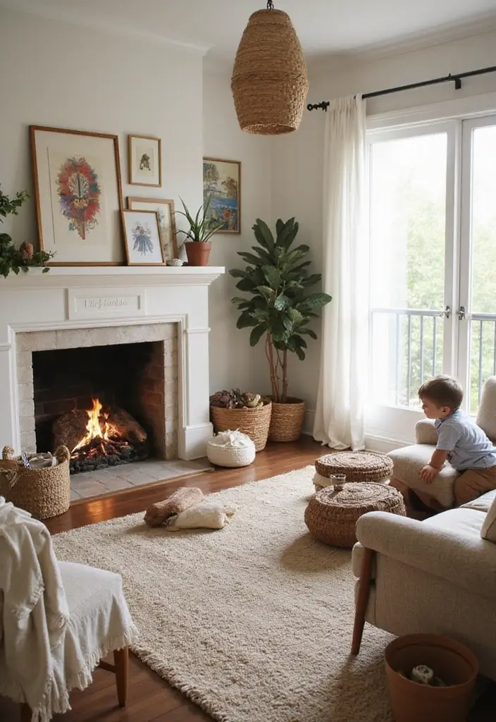 28 Earthy Boho Living Room Ideas That Feel Warm and Grounded - 19. Family-Friendly Touches