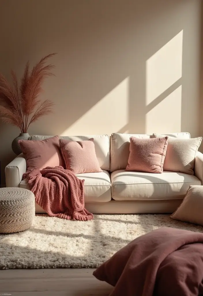 28 Earthy Boho Living Room Ideas That Feel Warm and Grounded - 22. Soft, Ambient Textures