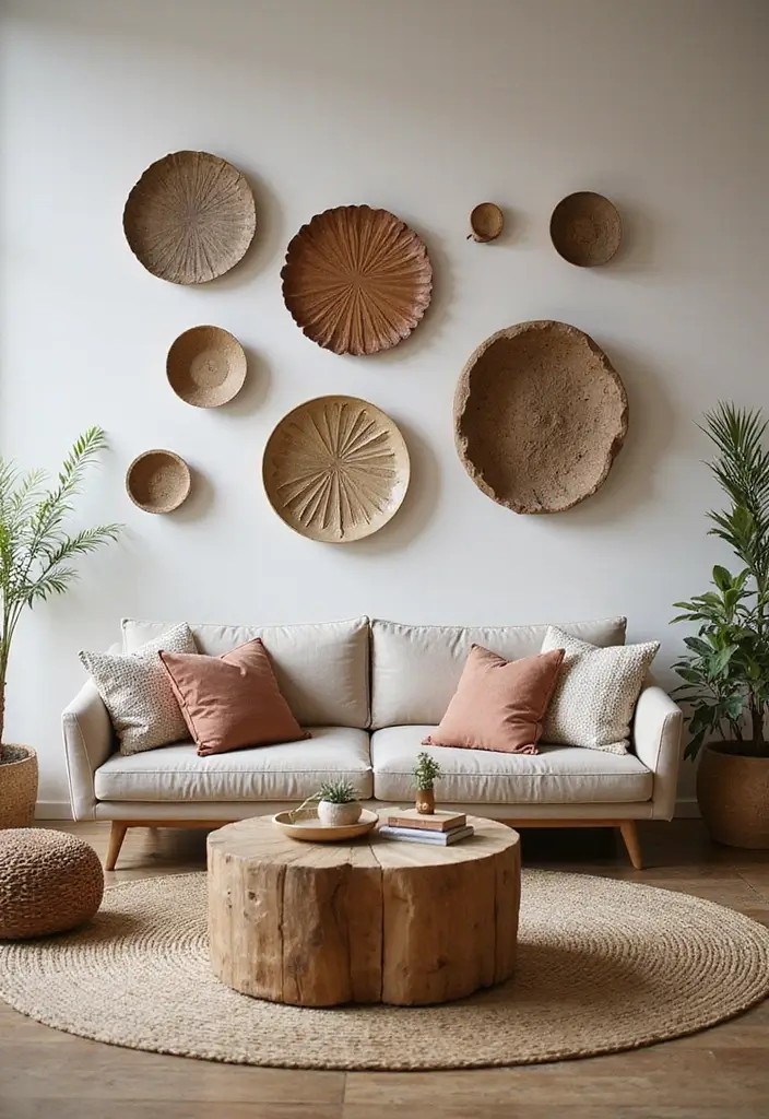 28 Earthy Boho Living Room Ideas That Feel Warm and Grounded - 23. Eco-Friendly Art
