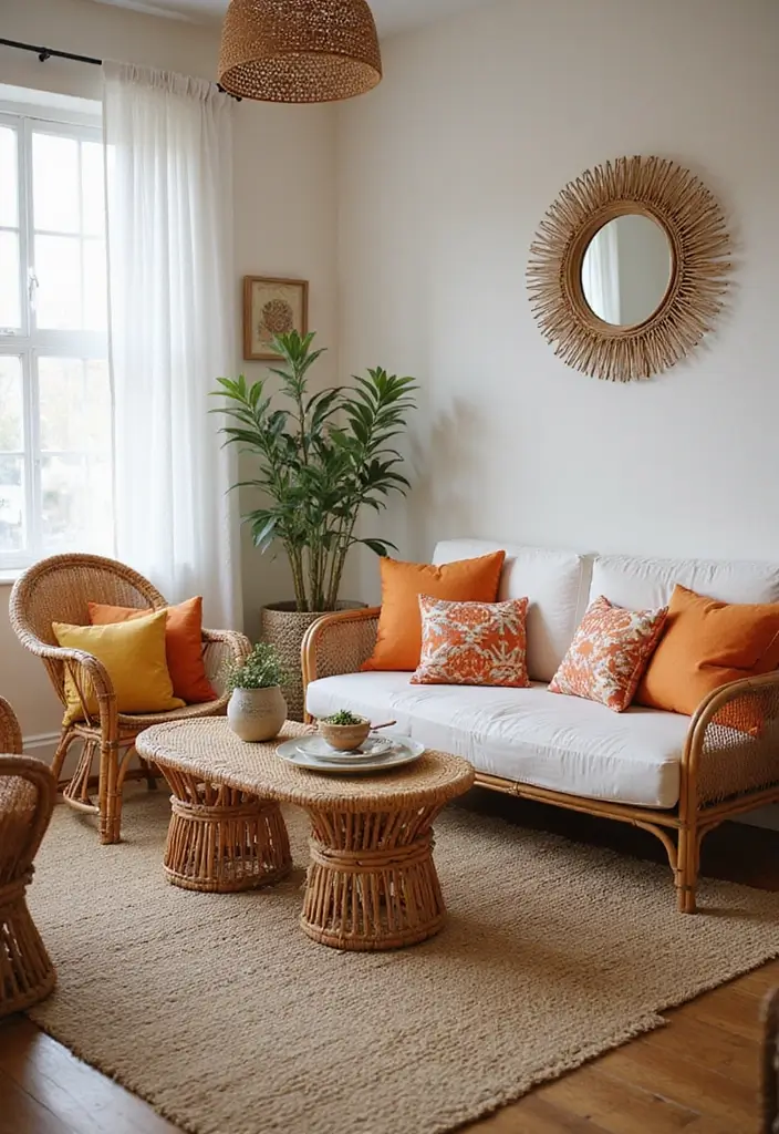 28 Earthy Boho Living Room Ideas That Feel Warm and Grounded - 6. Rattan Furniture