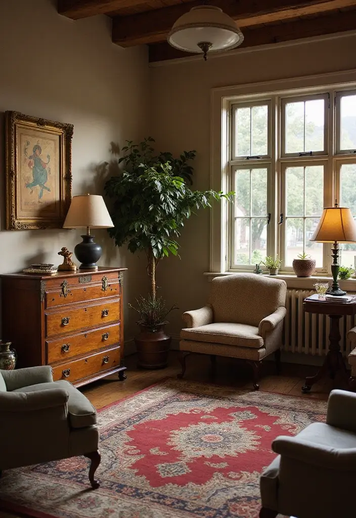 28 Earthy Boho Living Room Ideas That Feel Warm and Grounded - 7. Vintage Finds