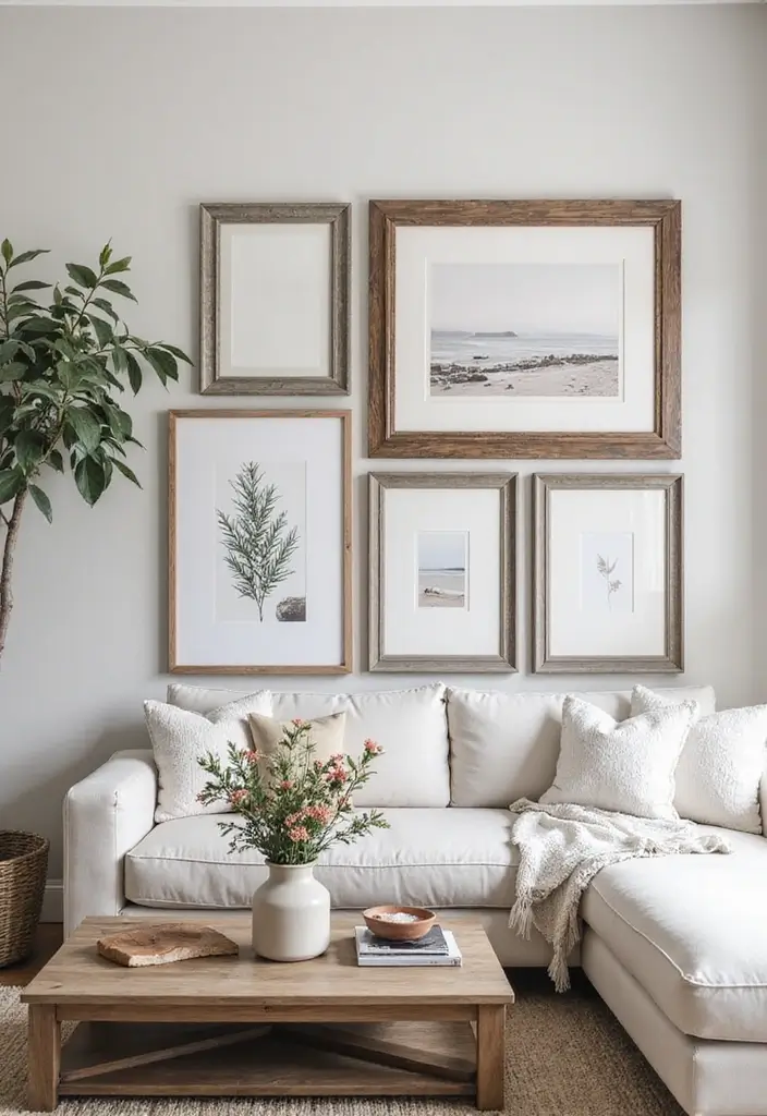 28 Gallery Living Room Ideas That Showcase Art Beautifully - 11. Frame It Right