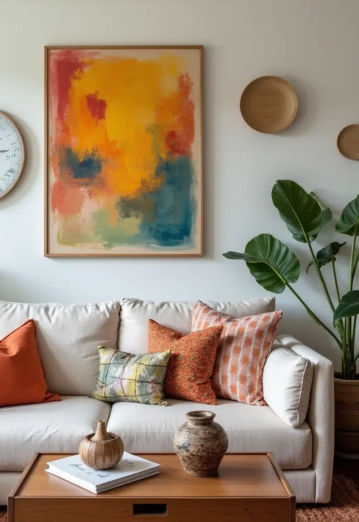 28 Gallery Living Room Ideas That Showcase Art Beautifully - 13. Artful Accessories