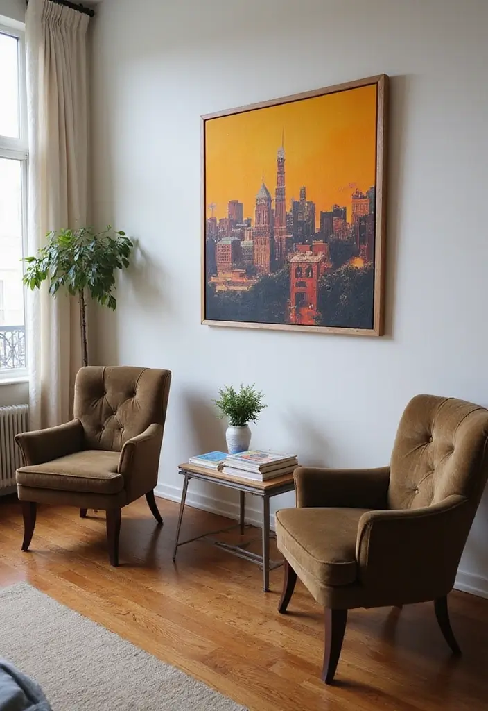 28 Gallery Living Room Ideas That Showcase Art Beautifully - 14. Create a Conversation Nook