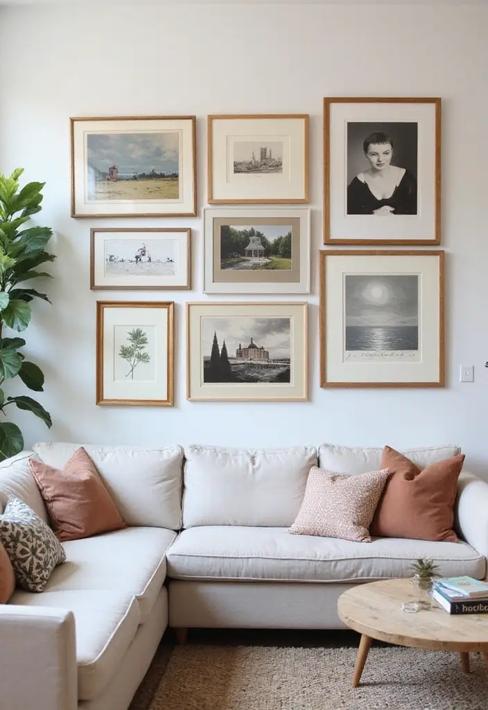 28 Gallery Living Room Ideas That Showcase Art Beautifully - 15. Artist Spotlight Wall