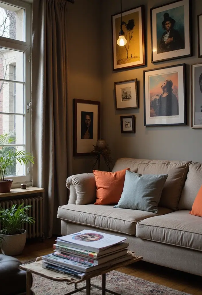 28 Gallery Living Room Ideas That Showcase Art Beautifully - 18. Cozy Art Reading Corner