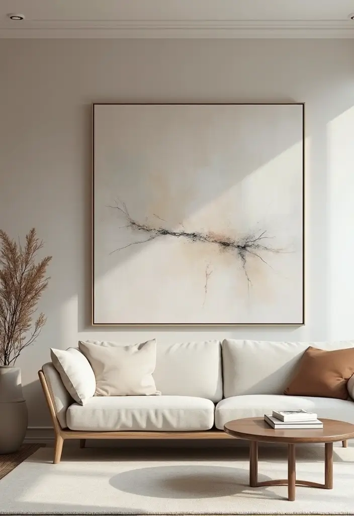 28 Gallery Living Room Ideas That Showcase Art Beautifully - 2. Minimalist Art Display