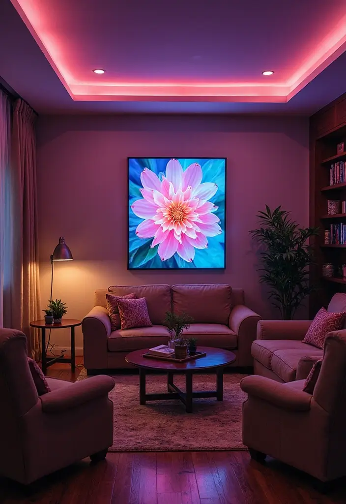 28 Gallery Living Room Ideas That Showcase Art Beautifully - 20. Art LED Displays