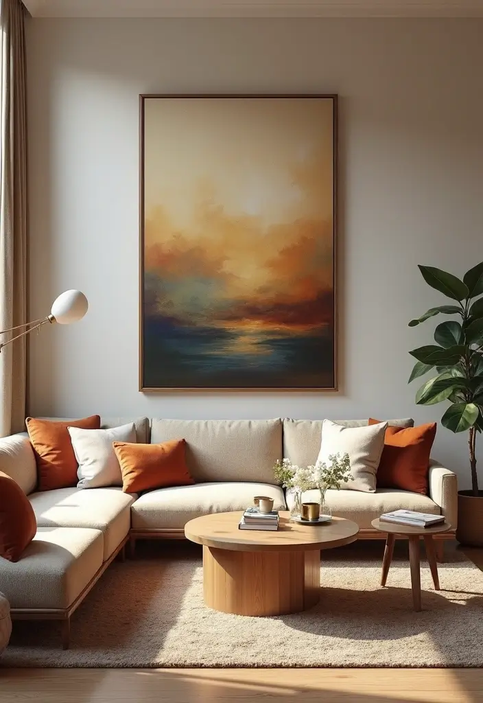28 Gallery Living Room Ideas That Showcase Art Beautifully - 25. Art and Furniture Harmony