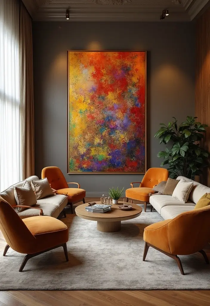 28 Gallery Living Room Ideas That Showcase Art Beautifully - 28. Artful Conversations