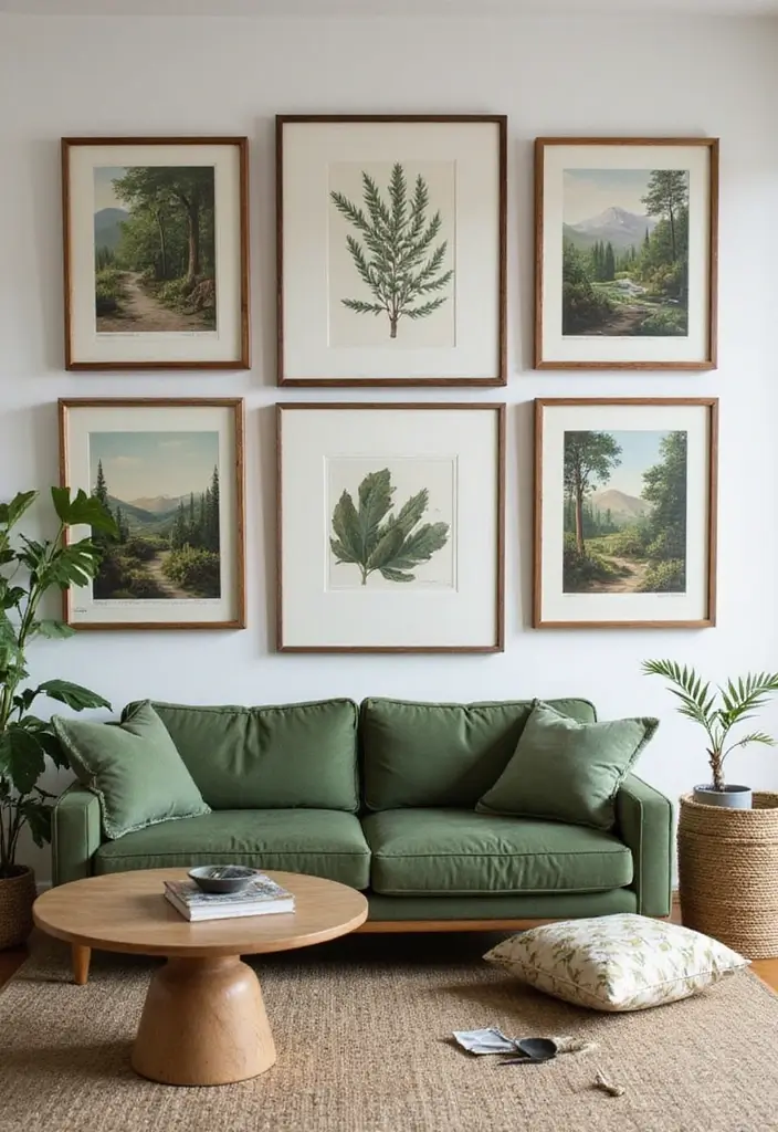 28 Gallery Living Room Ideas That Showcase Art Beautifully - 5. Themed Art Displays