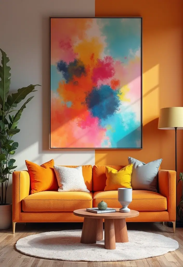 28 Gallery Living Room Ideas That Showcase Art Beautifully - 7. Bold Color Schemes