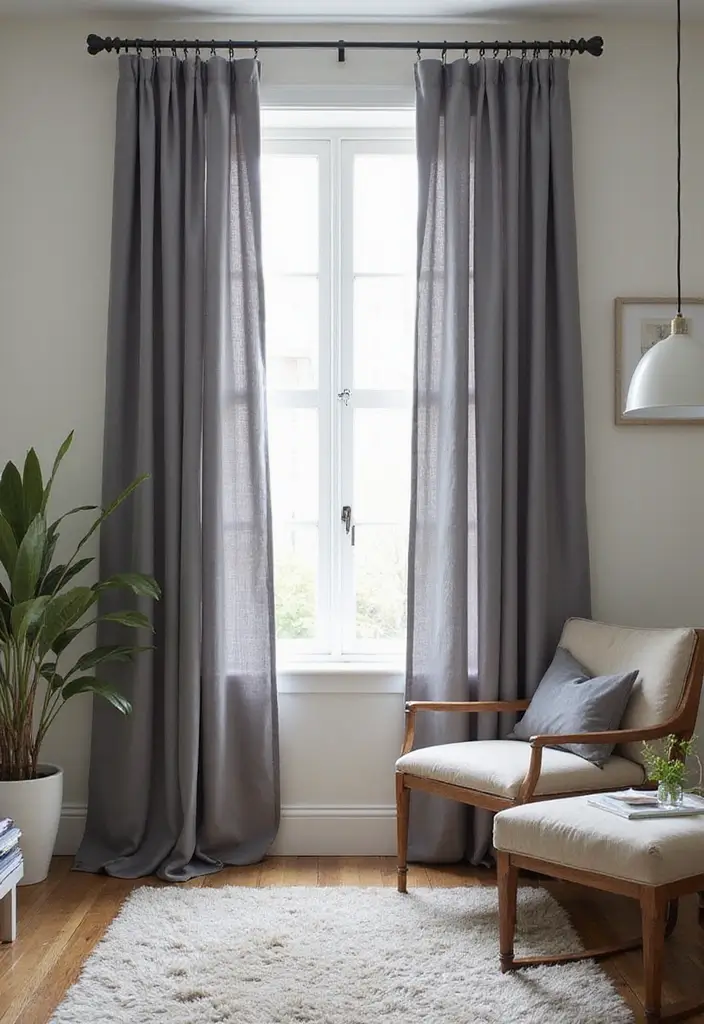 28 Grey Living Room Curtain Ideas That Add Softness and Depth - 19. Statement Hardware