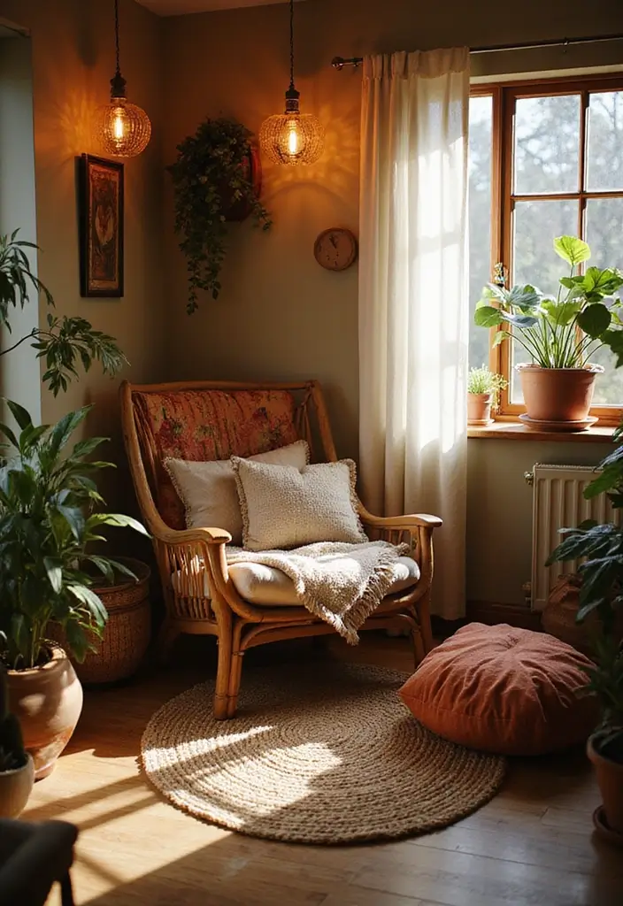 28 Hippy Living Room Ideas That Feel Eclectic and Carefree - 11. Cozy Nooks for Relaxation