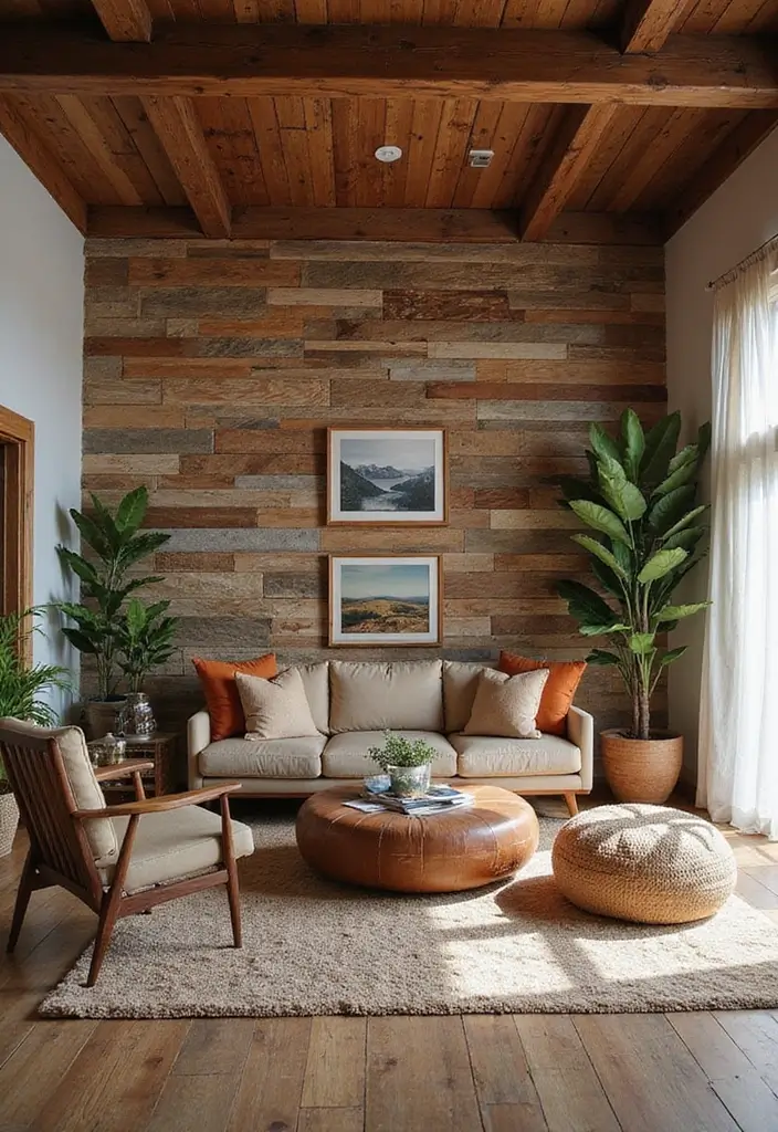28 Hippy Living Room Ideas That Feel Eclectic and Carefree - 15. Explore Textured Walls